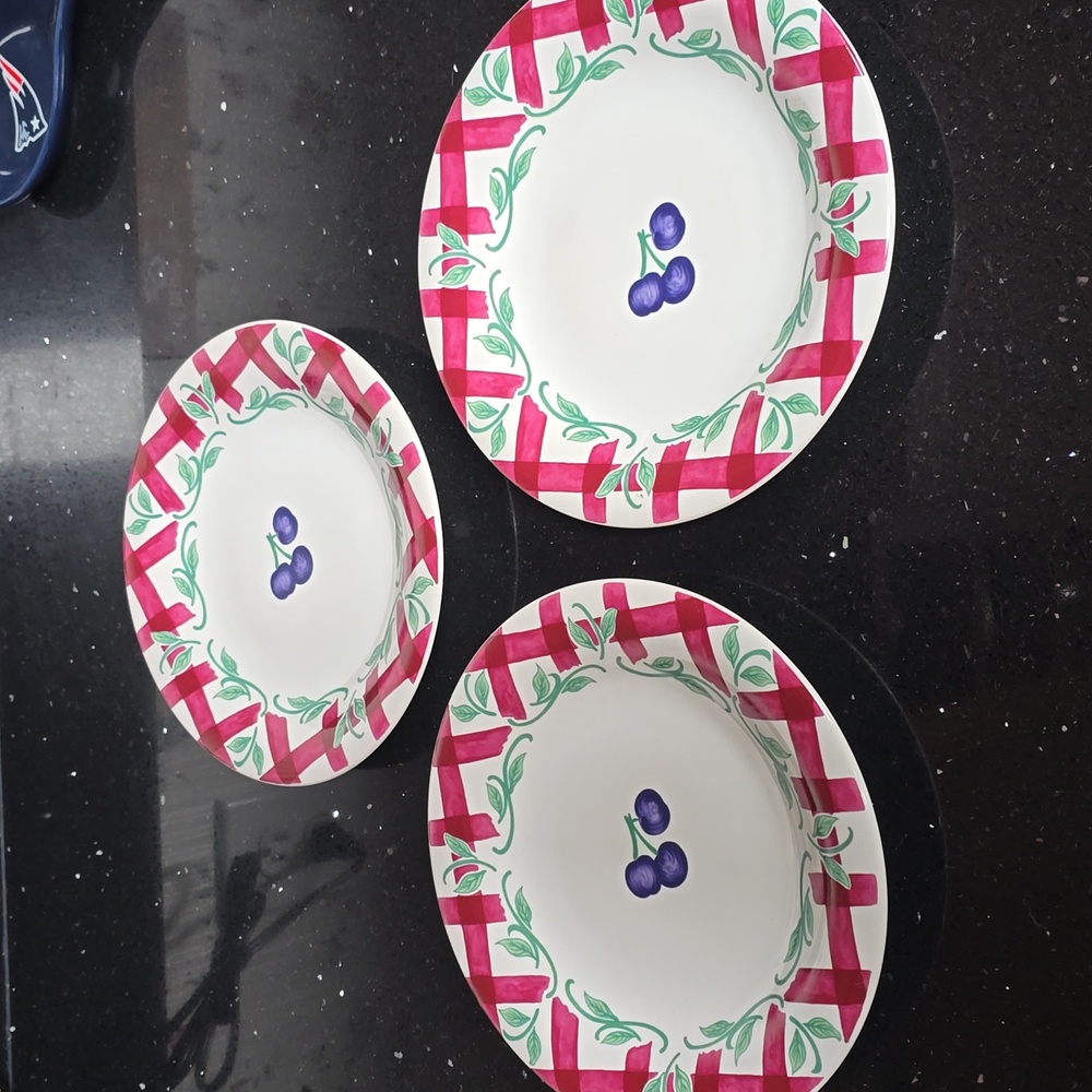 Princess House Orchard Medley Pattern.  Set of 3. 8" Plates